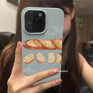 情侣面包A适用iPhone15苹果16pro手机壳14plus防摔13promax12小众艺术不会撞壳二合一菲林软壳15Pro外壳原创