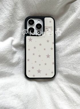 ins风个性星星黄色亚克力黑边适用苹果iPhone16promax手机壳15pro小米14Pro保护套华为mate60P70防摔三星S23