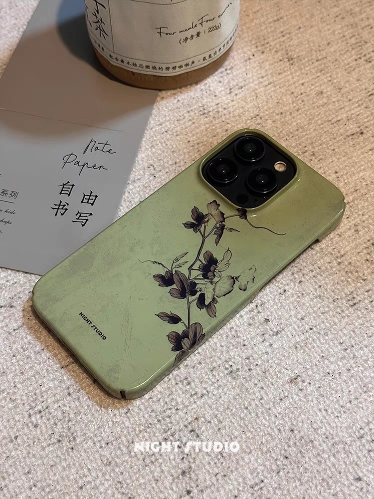 原创新中式花枝适用于苹果15Promax菲林手机壳iphone13Promax保护套简约14全包硬壳13创意11华为安卓12国风潮