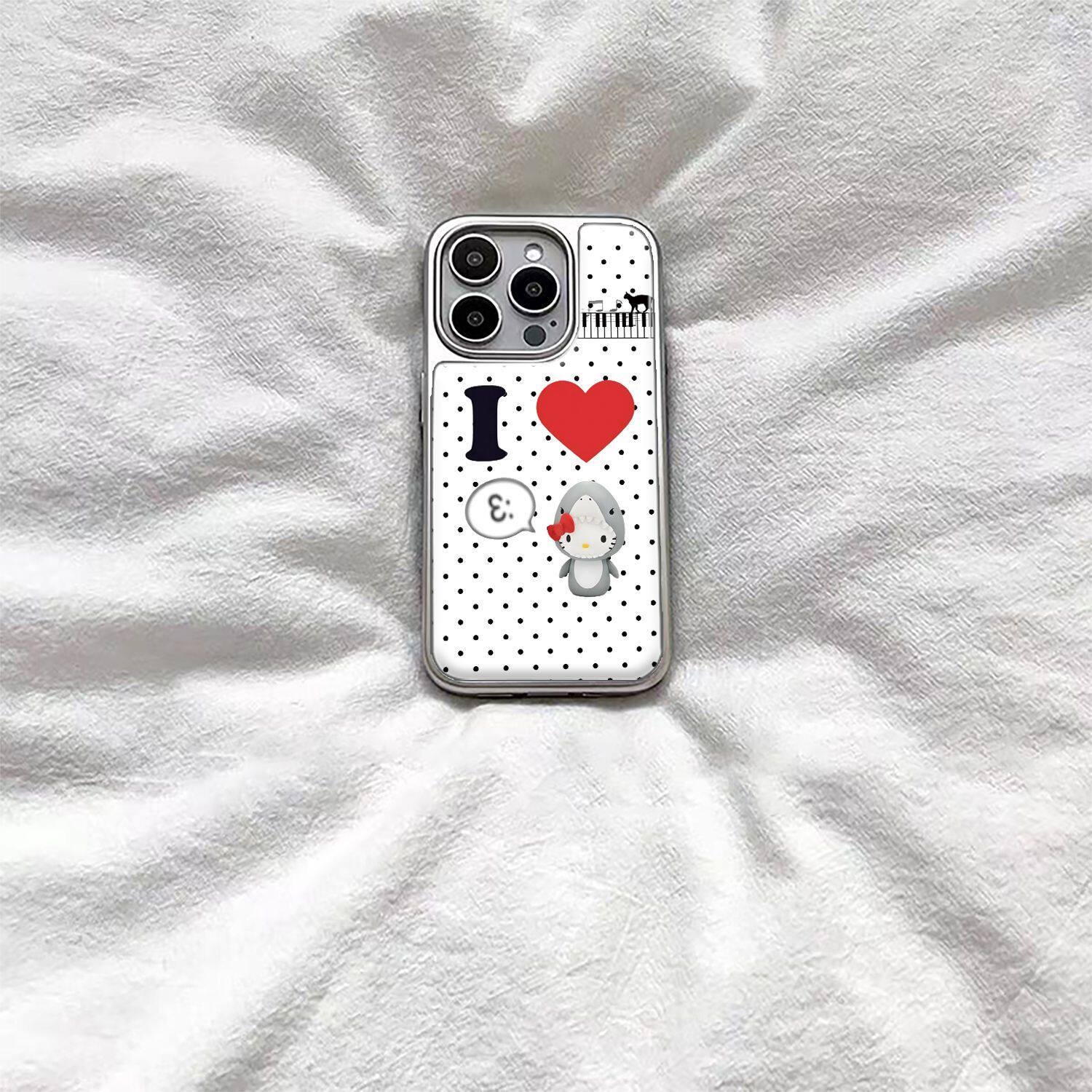 ins风复古波点凯蒂猫滴胶手机壳适用苹果iPhone17promax手机壳软边16防摔15原创小米141312/11华为mate60P780