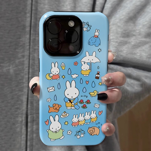 蓝底米菲兔可爱适用iphone17苹果手机壳16pro防摔15promax13菲林二合一14Pro小米华为荣耀OPPOvivo11Xsma软壳