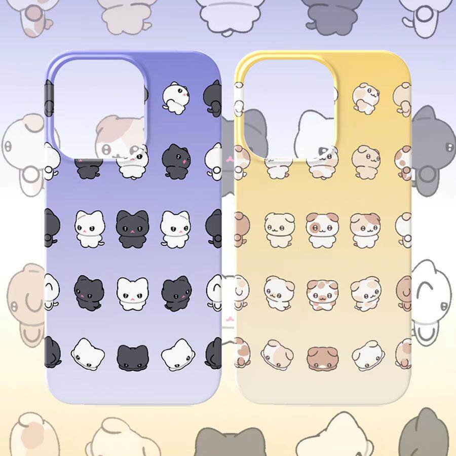 黄色小狗小猫情侣手机壳适用iPhone15promax苹果13菲林11紫色12小米14硬oppo华为mate60荣耀P70红米vivox100s