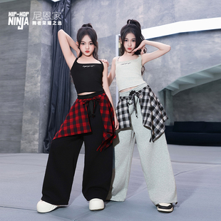 尼恩家女童爵士舞服儿童街舞套装吊带背心短袖运动裤表演出服潮