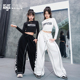 白色运动裤 尼恩家儿童街舞女童爵士舞服套装 jazz黑色长袖 表演出潮