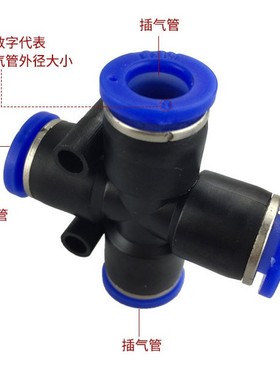 气动PZA四通十字风管气动接头 TPZA-08 10 06 12 04气动快速速接