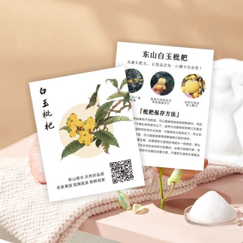 免费设计枇杷卡片定制东山白玉青种枇杷发货介绍温馨提示小卡片