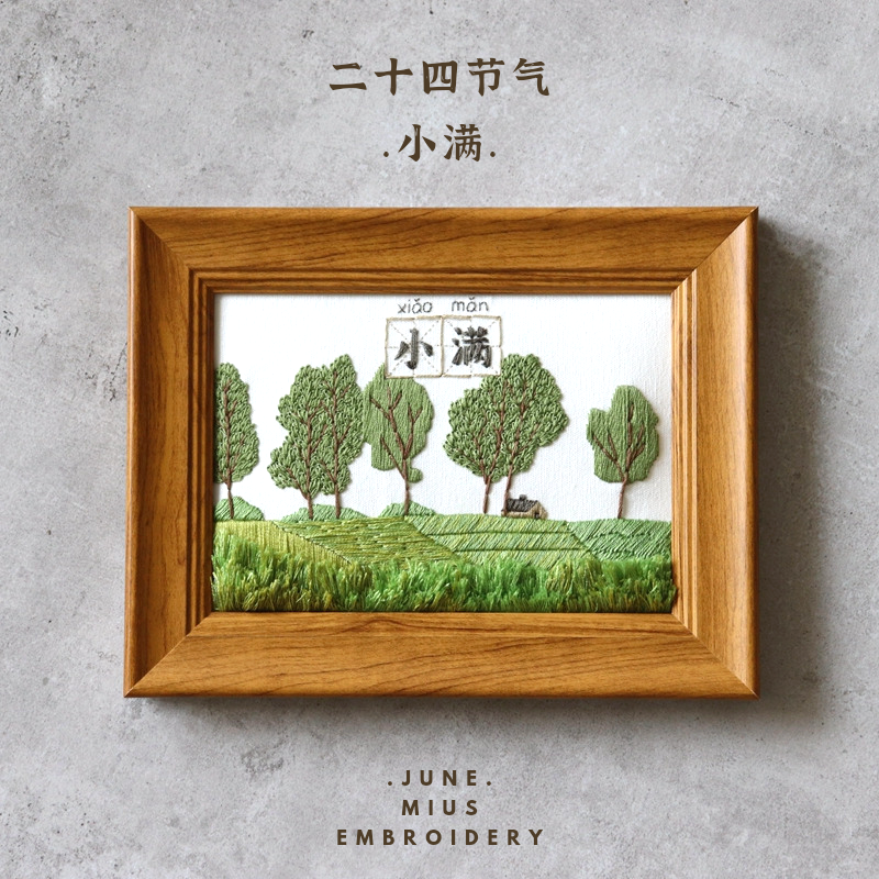 二十四节气小满初夏田野手绣diy手工立体刺绣材料包送绣绷