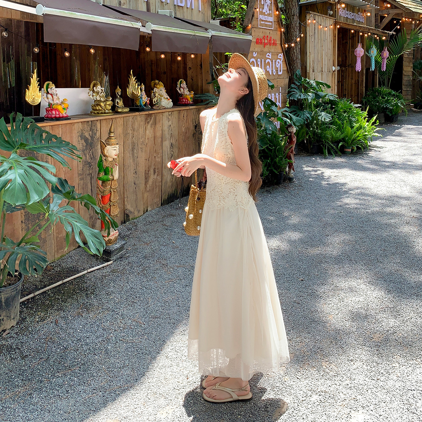 2026夏季新品森系超仙蕾丝拼接背心网纱连衣裙8053-P135-K218，女装连衣裙，浙宝115