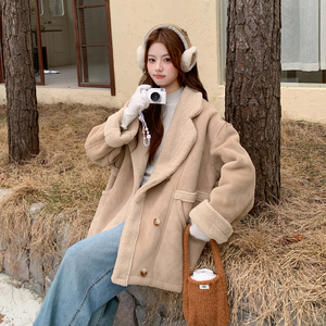 冬季上新！2025韩版宽松皮毛一体羊羔毛外套 8028-P190-K288图片