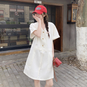可盐可甜连衣裙女夏2025新款韩版宽松休闲气质高级感小个子连体裙图片