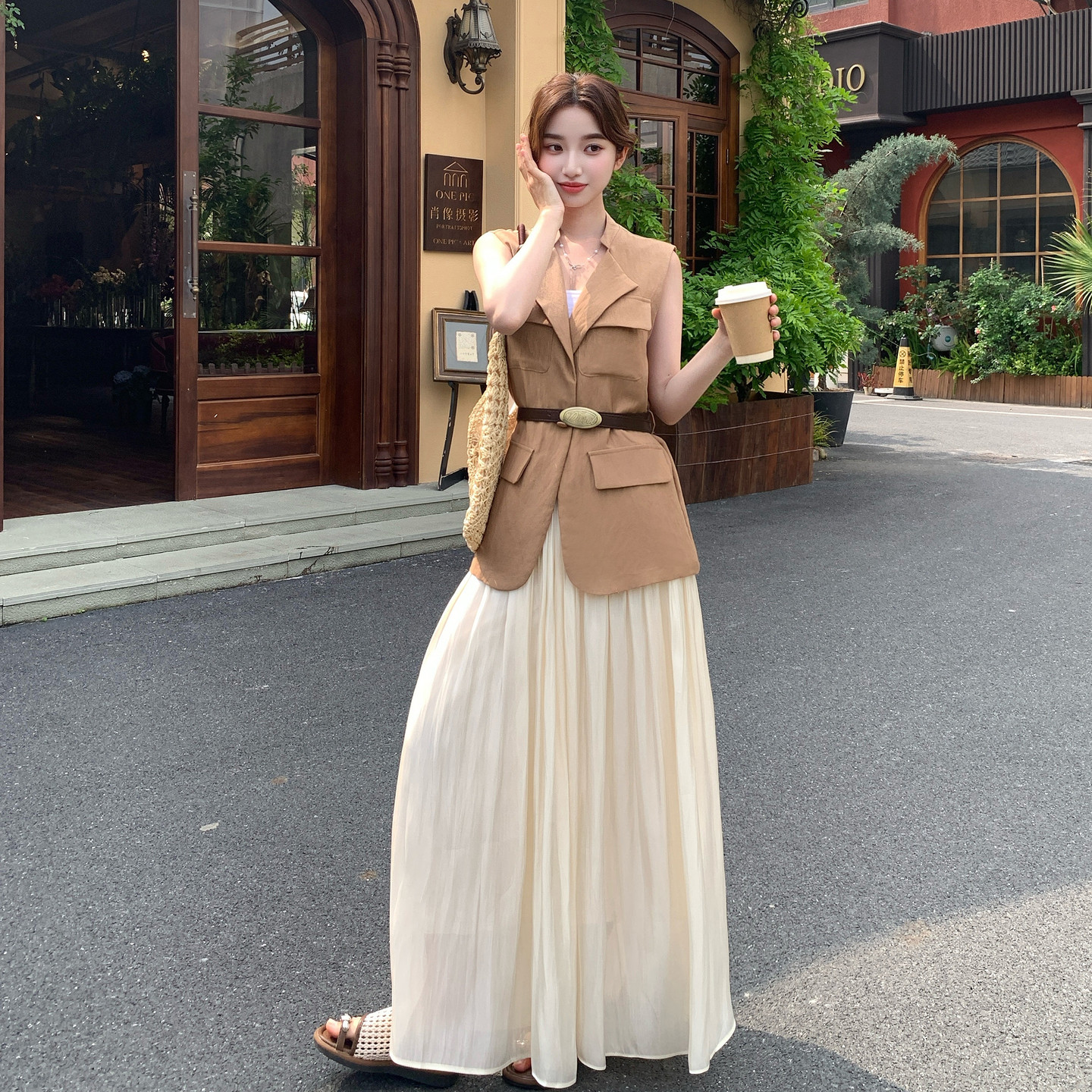 2026夏季新款气质背心马甲半身裙两件套套裙6106-P180-K288，女装职业装，浙宝115