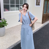 现货2026夏新款收腰系带连衣裙H910-P120-K178，女装连衣裙，浙宝115