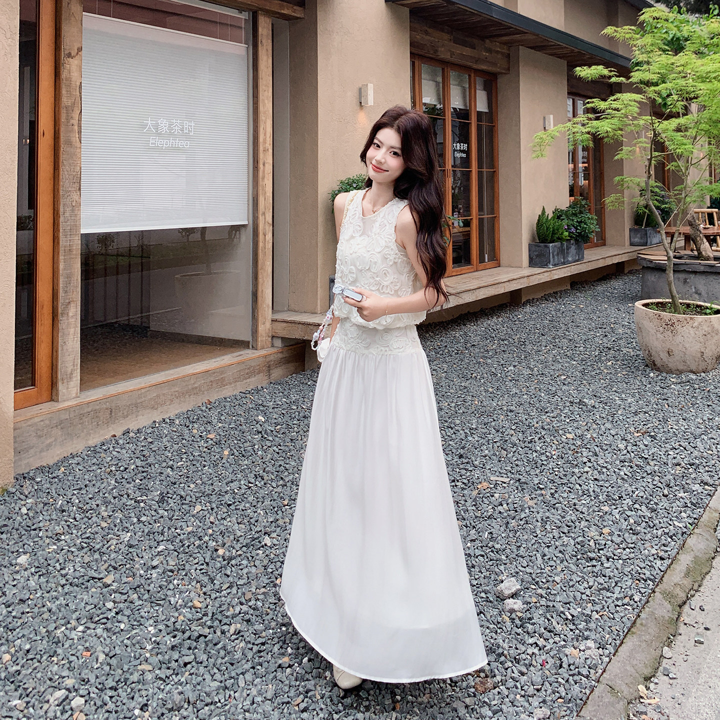 2026夏季新款重工玫瑰花拼接无袖半身裙两件套8037-P170-K278,女装职业装,浙宝115