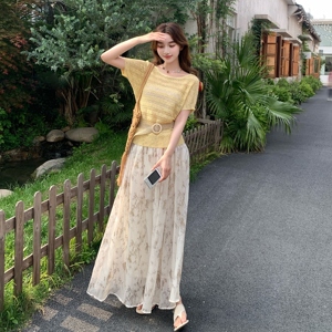 2026夏季新款温柔针织上衣+碎花半身裙 6103-P165-K268图片