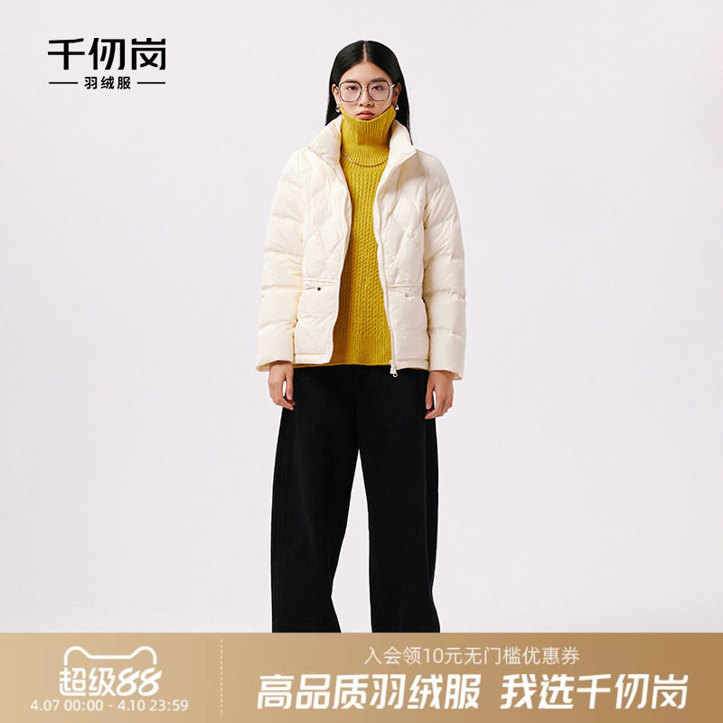 千仞岗冬季女士立领小短款面包服简约百搭羽绒服外套轻薄冬季