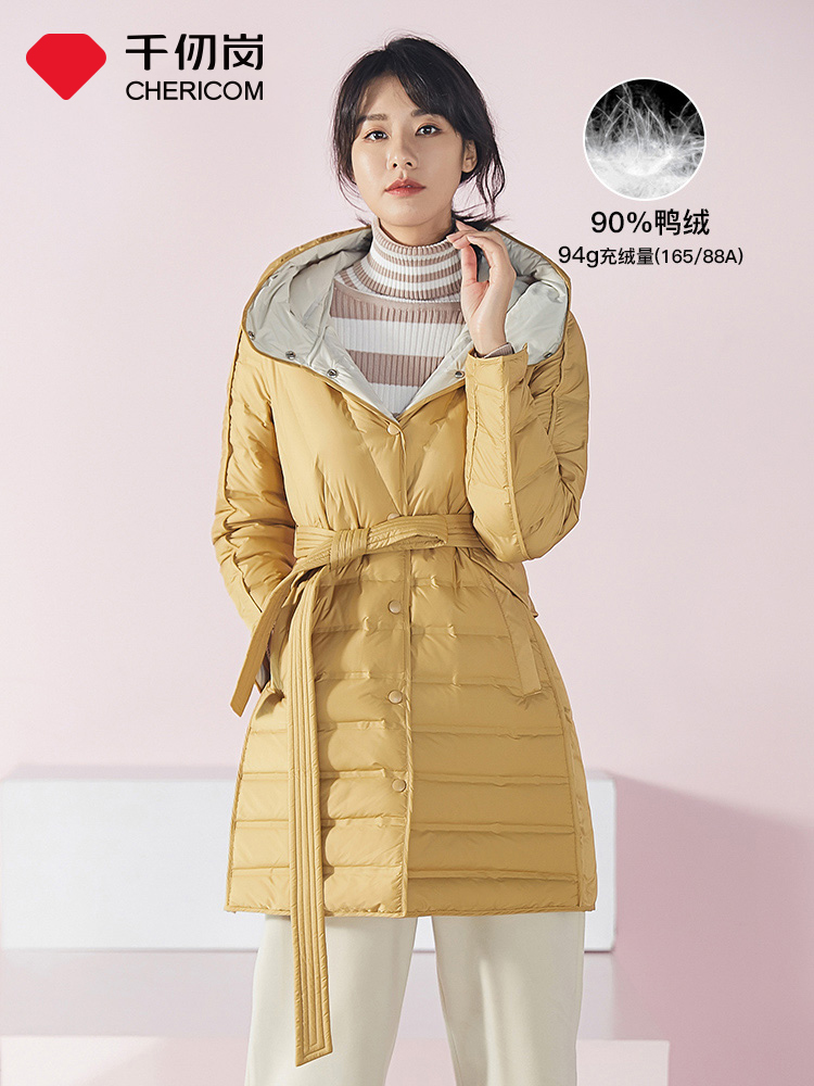 Qianren Gang light down jacket women's long version of the new down jacket waist thin slim winter explosion jacket