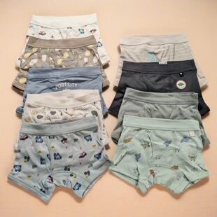 100-120日单ins小木马te纯棉男宝男童不塞屁股面包裤内裤四角裤平