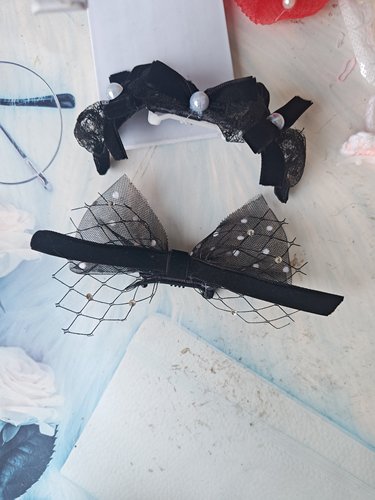 宠物发箍狗狗拍照头饰约克夏小香风发饰马尔济斯黑白蝴蝶结发夹