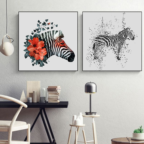 斑马电视背景墙床头柜摆台装饰画