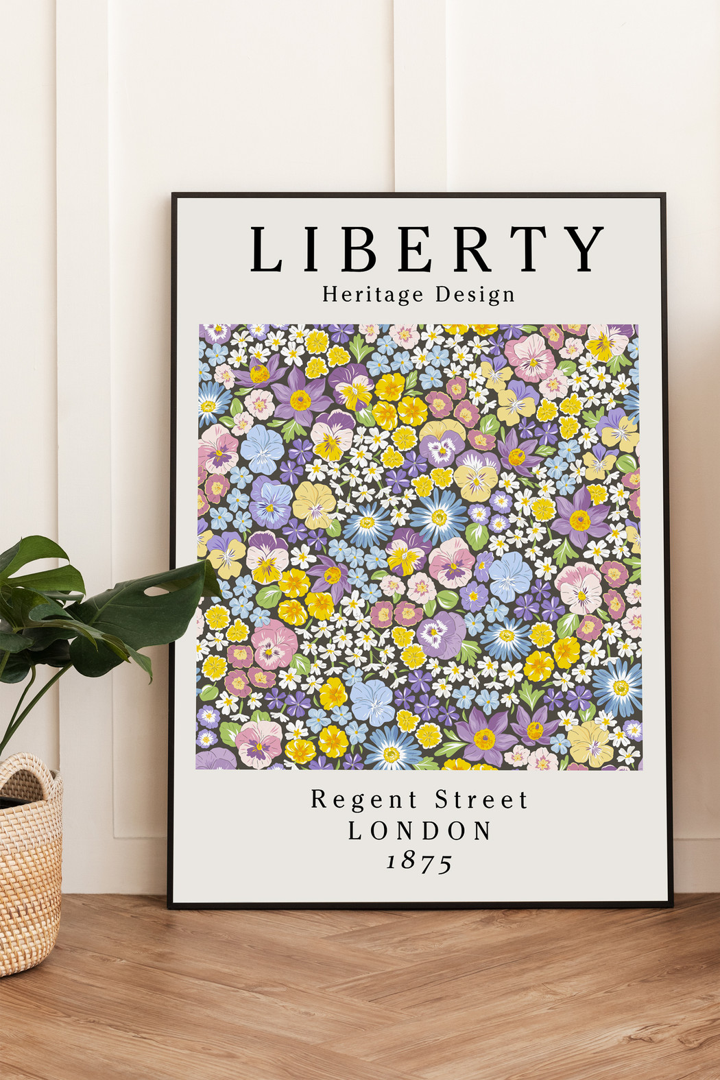 LIBERTY文字花卉植物装饰画北欧清新客厅餐厅边柜挂画现代简约图片