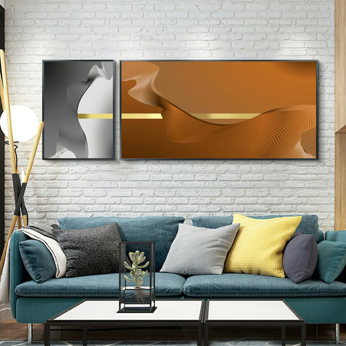 抽象几何二联组合装饰画两幅拼接现代简约客厅沙发背景墙挂画轻奢