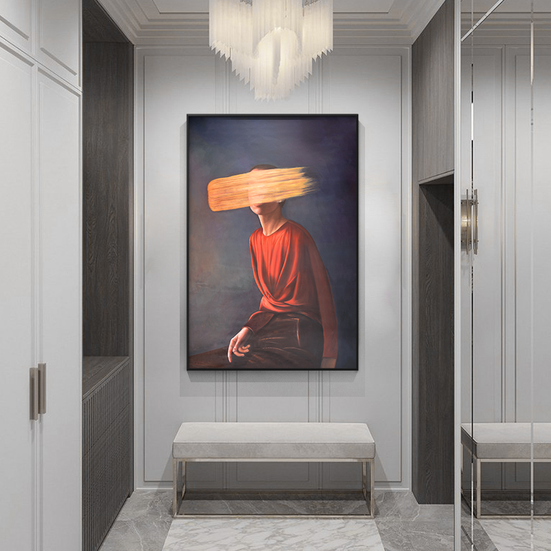 大幅落地红色模特美女客厅装饰画