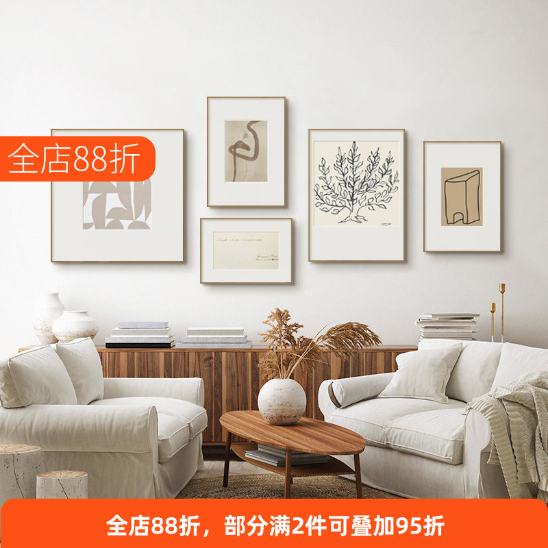 侘寂风简约原木风挂画图片