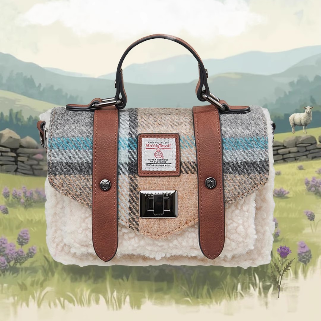 英国苏格兰Islander代理直营Harris Tweed®羊毛格纹毛绒剑桥包包