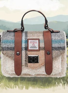 英国苏格兰Islander代理直营Harris Tweed®羊毛格纹毛绒剑桥包包