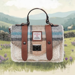英国苏格兰Islander代理直营Harris Tweed®羊毛格纹毛绒剑桥包包