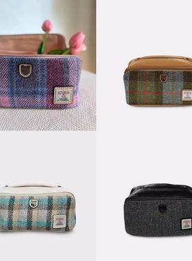 英国直邮苏格兰Islander正品Harris Tweed®羊毛格手拿化妆包包