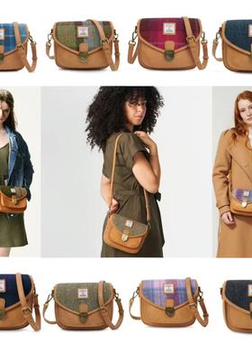 英国直邮苏格兰Islander正品Harris Tweed®羊毛格斜挎马鞍包包