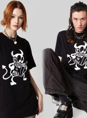 英国潮牌正品直邮Long Clothing情侣款恶搞米奇卡通纯棉短袖T恤