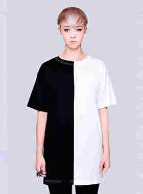 英国潮牌正品直邮Long Clothing情侣款黑白撞色休闲宽松短袖T恤