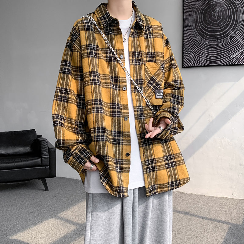 ins超火的春秋格子宽松长袖衬衫