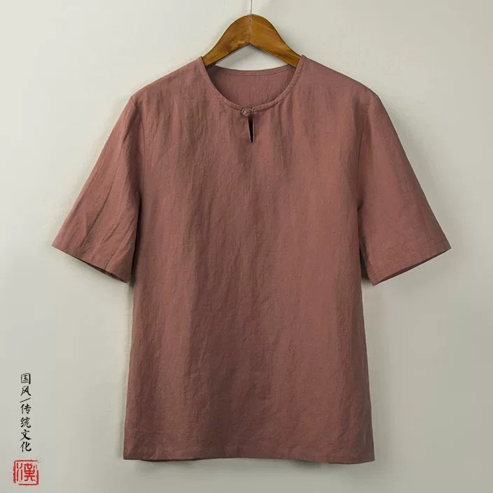 中国风亚麻短袖T恤夏季圆领半袖图片