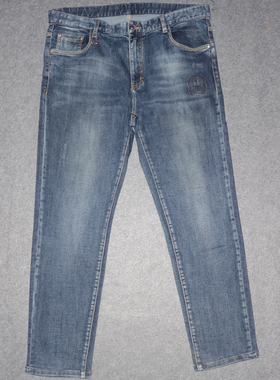 C男装秋冬中厚牛仔裤 时尚烫钻绣花休闲长裤潮牌弹力修身大码裤子