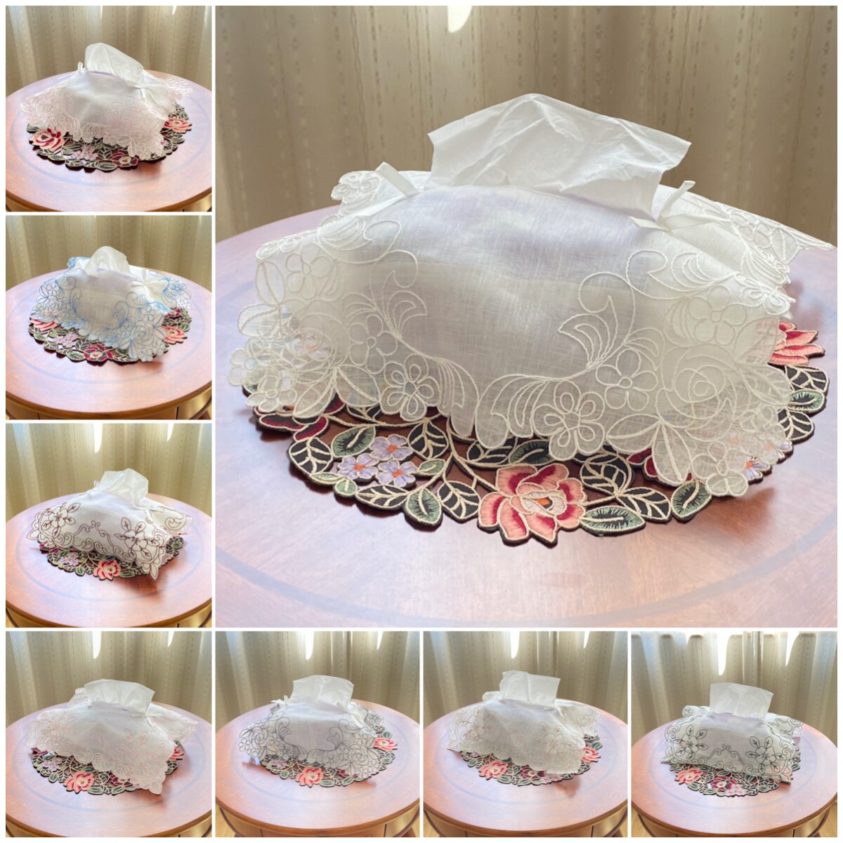 欧洲刺绣竹节纱法式美式田园轻奢甜美少女风欧式钩花蕾丝纸巾套