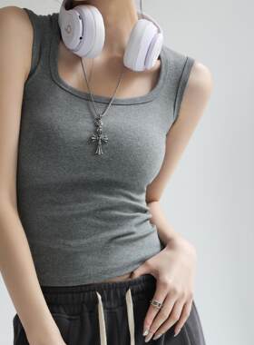 白色纯棉小背心西装内搭打底无袖吊带女士春夏秋外穿辣妹大码上衣