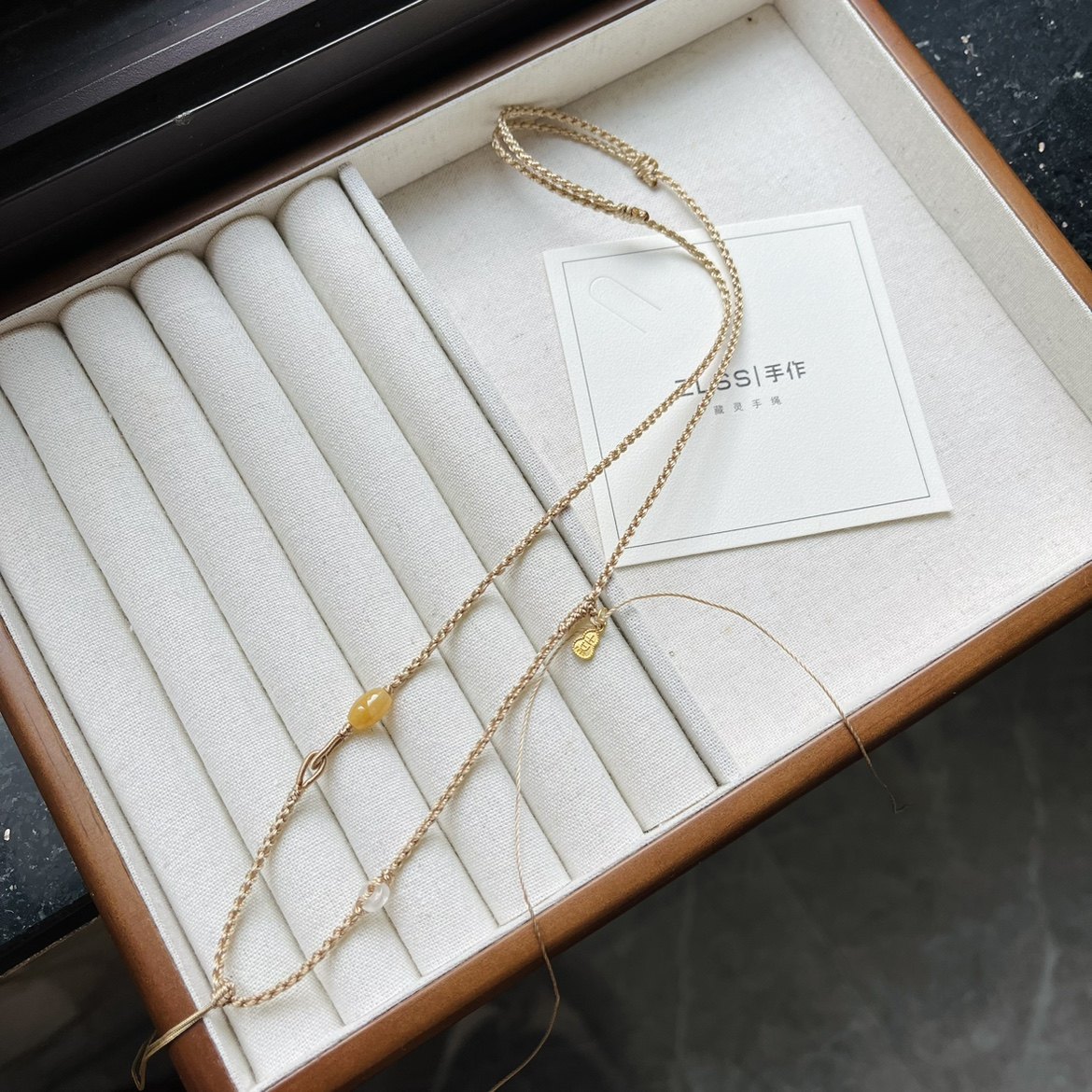 原创手工编织项链绳女毛衣链锁骨链可挂黄金玉吊坠锁平安扣可调节