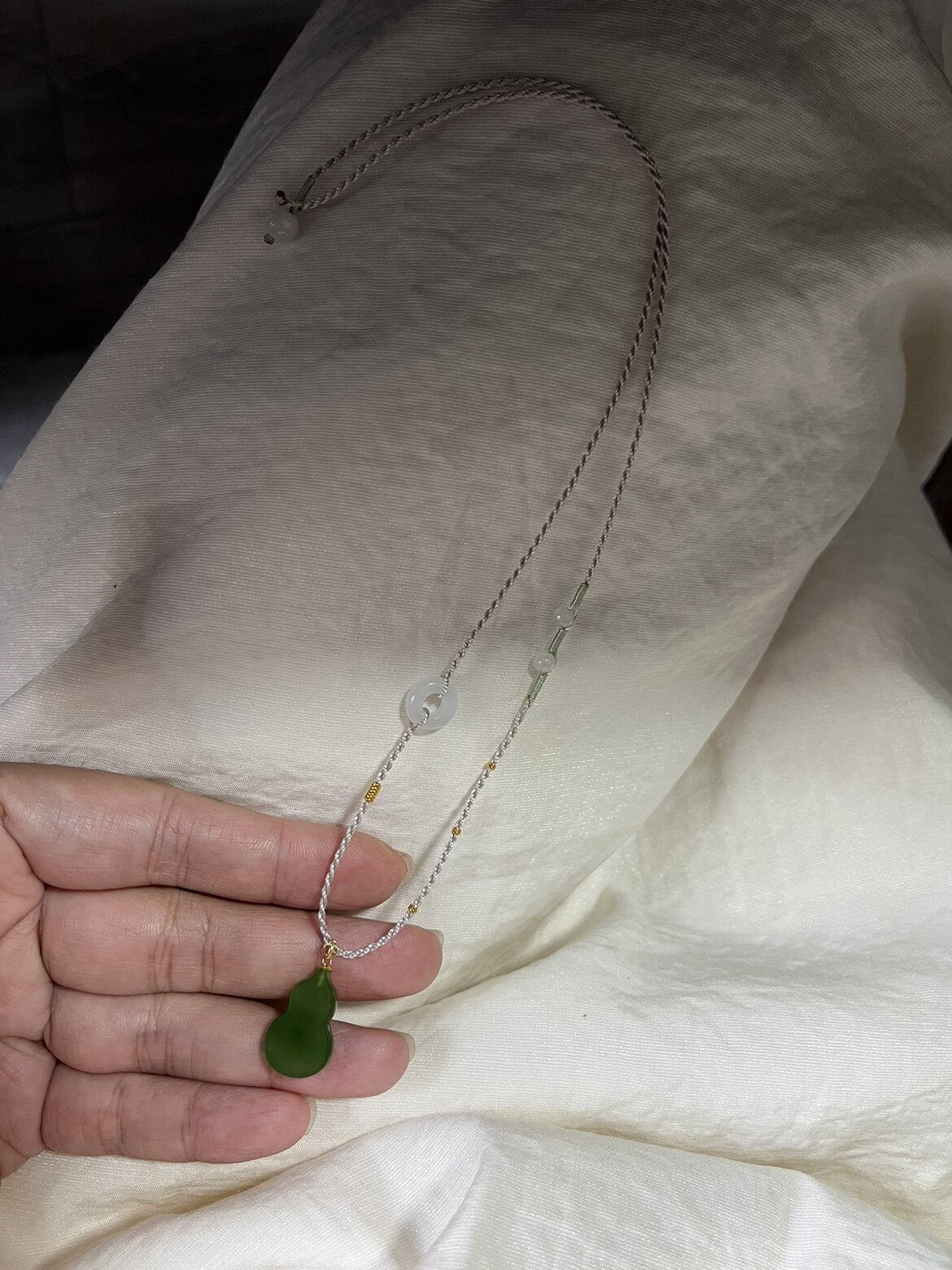 手工编织项链绳细绳 不可调节 可挂翡翠和田玉碧玉翡翠黄金吊坠