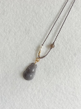 烟紫纯手工编绳精致细女锁骨链项链可挂和田玉等紫色吊坠可调节