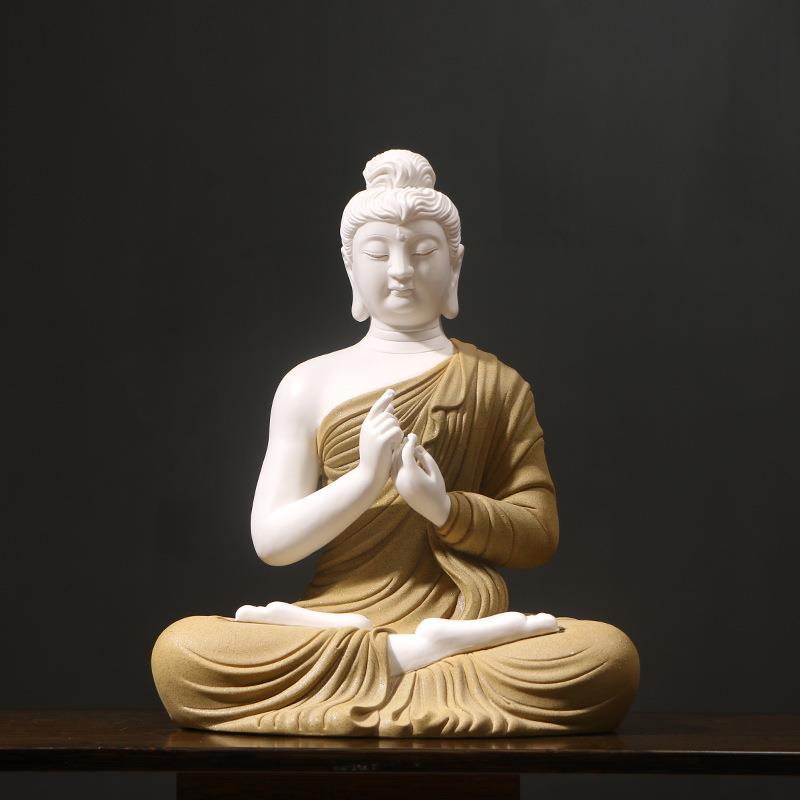 禅意德化白瓷说法印释迦摩尼人物东南亚佛像如来摆件玄关禅意茶室