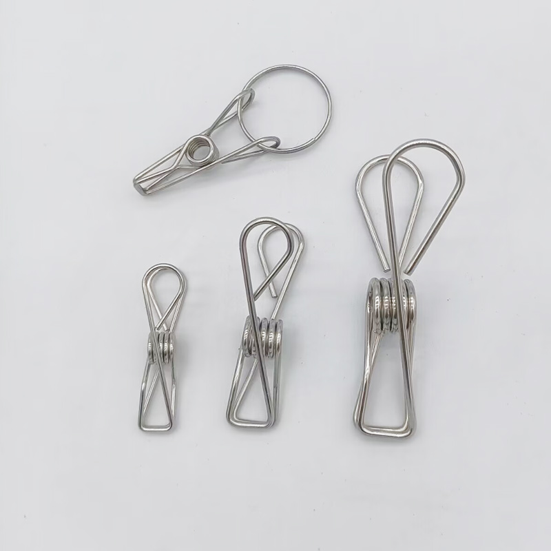 实心不锈钢线夹晾晒夹衣服夹 防风夹长尾夹一体不锈钢丝夹小夹子