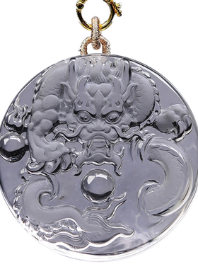 白水晶龙牌吊坠生肖属龙护身平安