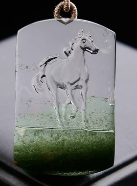 绿幽灵生肖马无事牌吊坠马到成功