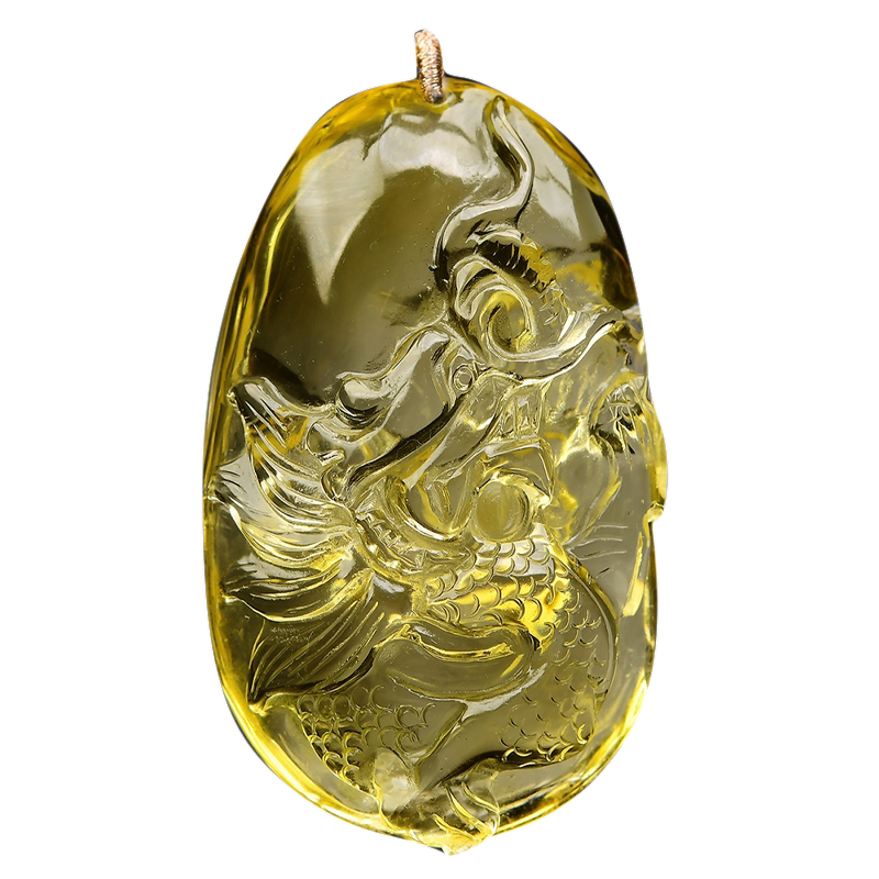黄水晶龙牌吊坠本命年生肖属龙