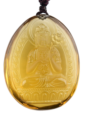 天然橘黄水晶大势至菩萨属马生肖