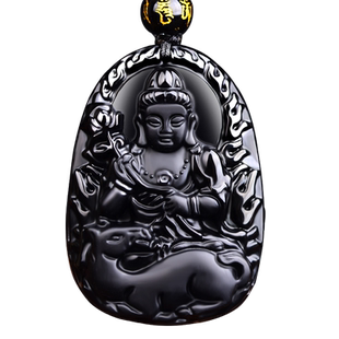 天然黑曜石大日如来虚空藏千手观音文殊菩萨本命佛汽车钥匙扣挂件