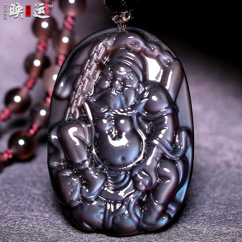 黑曜石天师钟馗吊坠降伏魔钟馗牌
